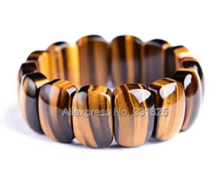 Чудесная пестрая Туника Качество тигровый глаз камень стрейч браслет из тонких пластин женские мужские браслеты, бижутерия