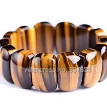 Чудесная пестрая Туника Качество тигровый глаз камень стрейч браслет из тонких пластин женские мужские браслеты, бижутерия