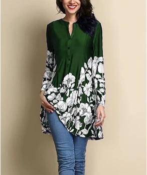 

2019 explosion models New European and American digital printing long-sleeved shirt long women's T-shirt