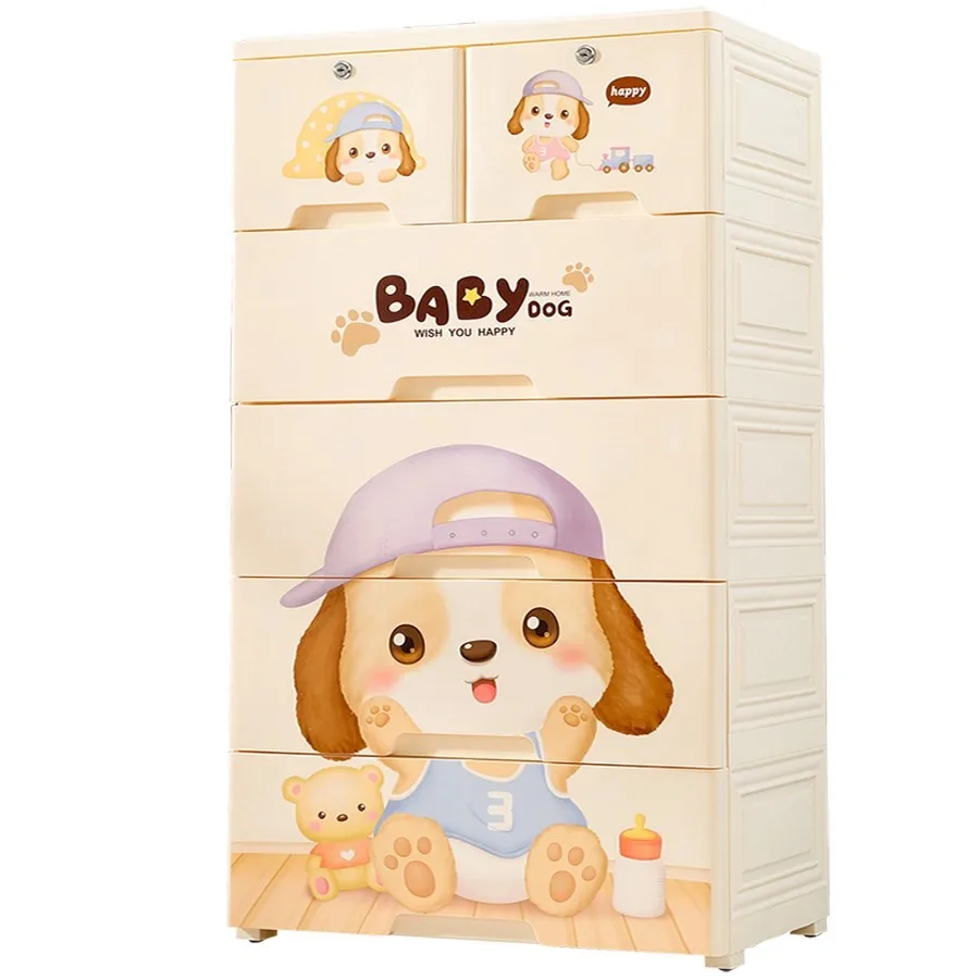 

M8 Increase Thick Plastic Drawer Storage Cabinet Children's Toy Cabinet Baby Wardrobe Five Bucket Lockers Sorting Boxes