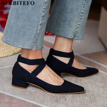

ALLBITEFO new fashion comfortable high quality women heels pigskin inside women's high heel shoes heel high heels