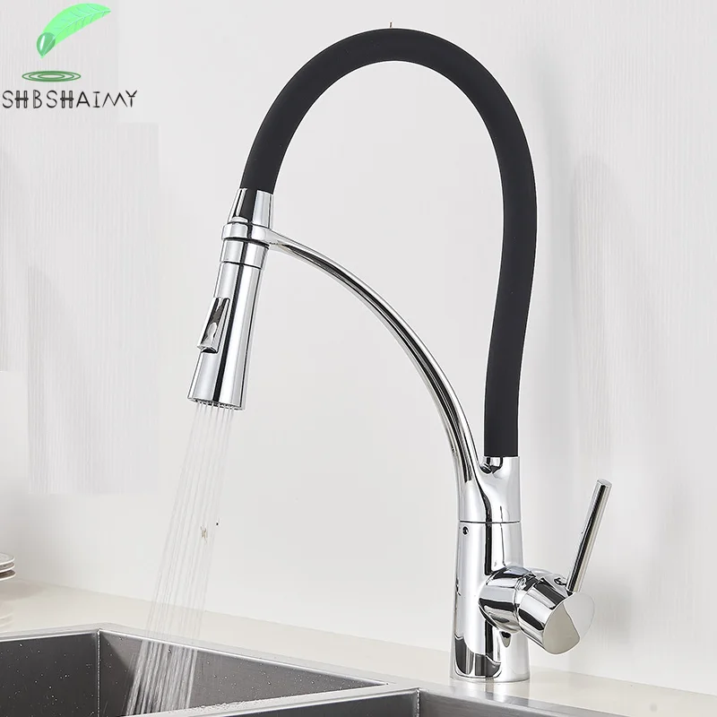 Description Picture 2 of itemKitchen Sink Faucet Pull Down Rotating Black Sink Tap Hot And Cold Water Mixer Brass Faucet Tap Deck Mounted Mixer Taps