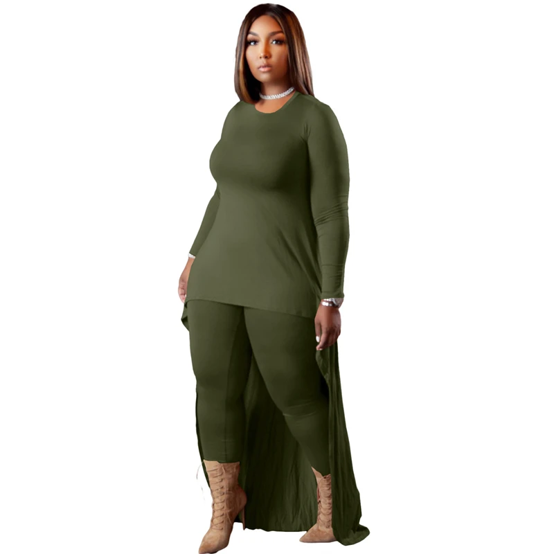 Conjuntos de Roupas Superior e Calças Haoohu Femininas Manga Longa Magras 2 Peça Define Streetwear Grandes Roupas 5xl Urbano Casual 10 Cheap Plus size Conjuntos