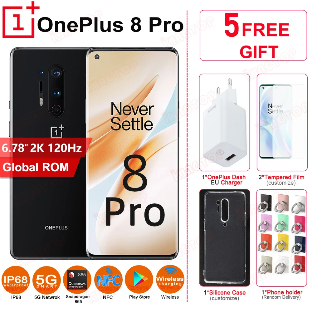 Global ROM оригинальный OnePlus 8 Pro мобильный телефон 8G RAM 128G Snapdragon 865 2K 120Hz 48MP + NFC 4510mAh 30W 5G