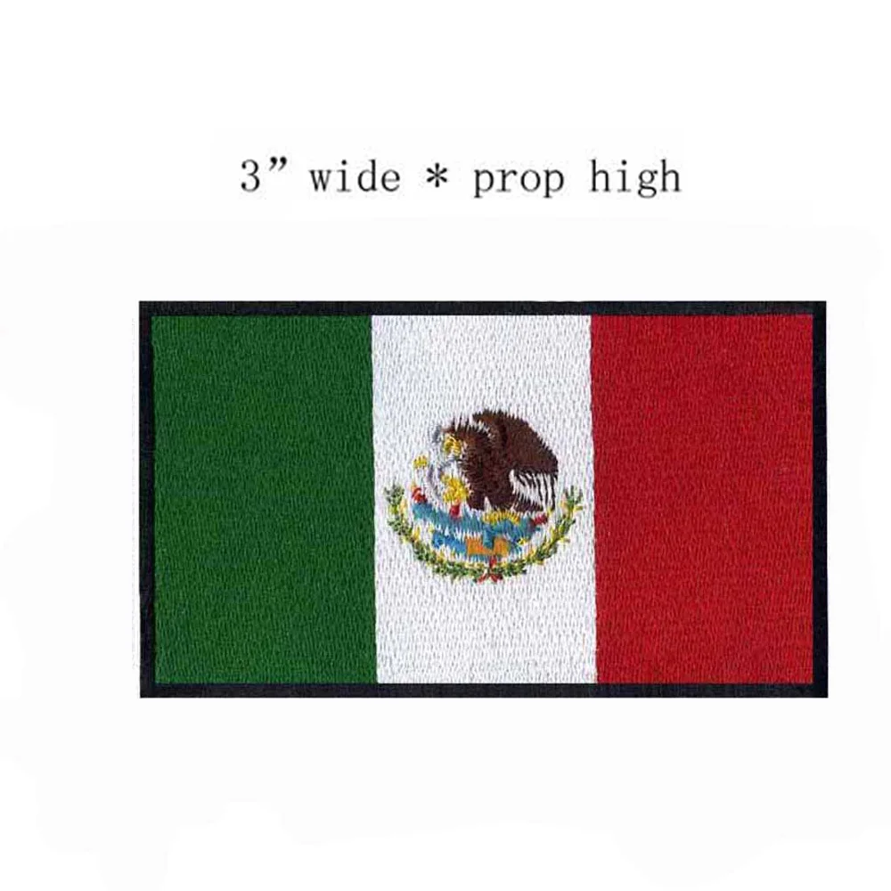 Mexico Flag Embroidered Patches IR Reflective Mexican Flags Tactical Army  Military Emblem Appliqued Chevron 3D Embroidery