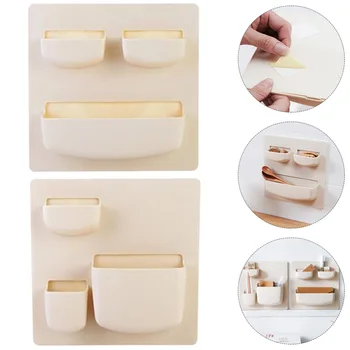 

2 Pcs Wall Shelves Self-adhesive Multipurpose Punch-free Storage Containers Storage Racks for Hotel