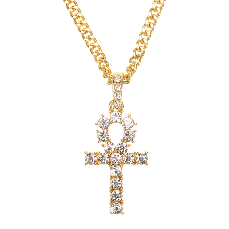 Iced Out Крест из горного хрусталя с кристаллами ожерелье подвеска золота черного
