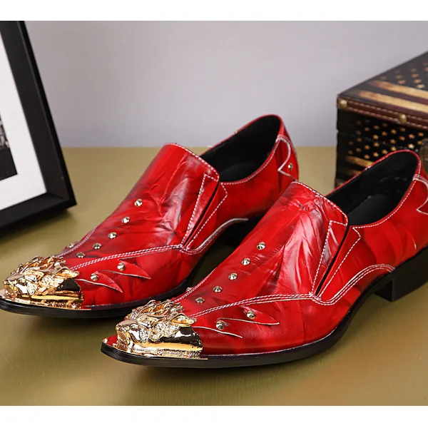 

Heren Schoenen Shoes Men Leather Slip-on Pointed Toe British Style Loafers