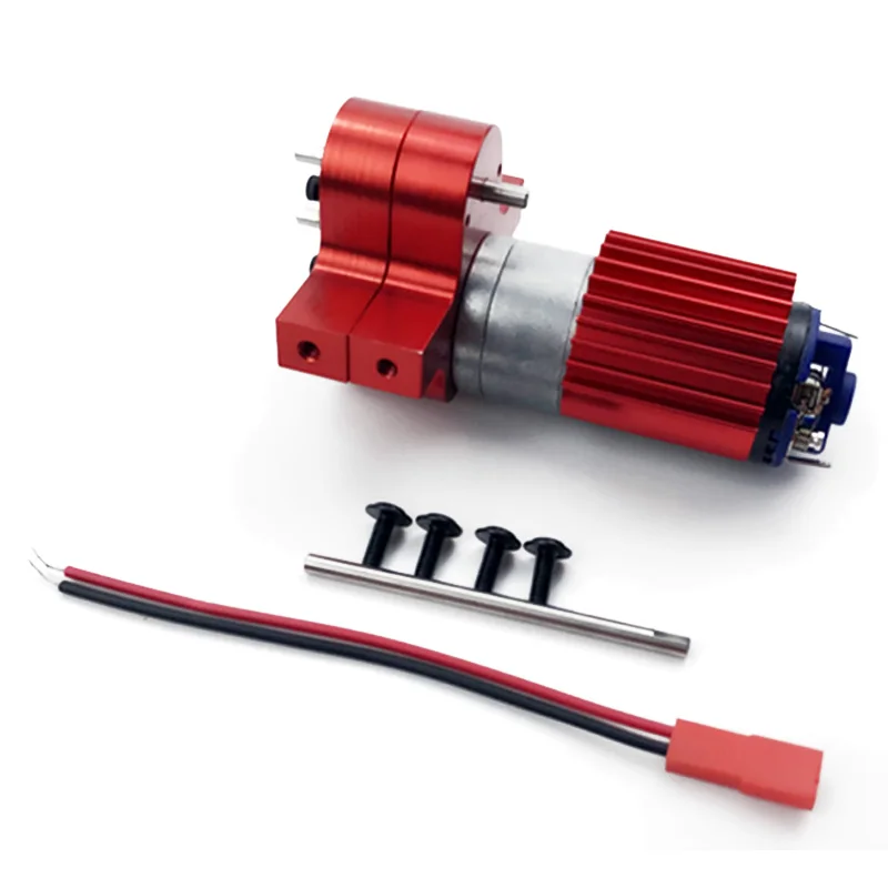 370 Brushed Motor+Alloy Heat Sink Gear Box Set with Steel Gears for WPL Henglong C14 C24 B14 B24 B16 B36 4X4 6X6 Upgraded Parts - Color: Red