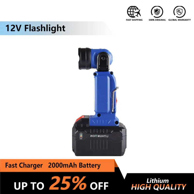 

12V/16V Cordless Electric Power Tool Lithium LED Flashlight lamp torch with battery portable multi-function torch