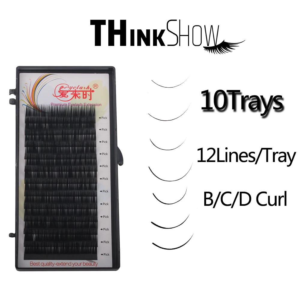 

12 Lines 10Tray All Size Soft Eyelash Extension Individual False Mink Lash Makeup Cilio fake lashes For Building Eyelash