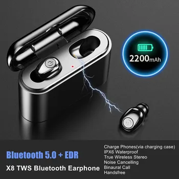 

True Wirelss Earbuds Handsfree TWS Noise Cancelling Headphones Bluetooth Earphone Sport Headset With Charging Box