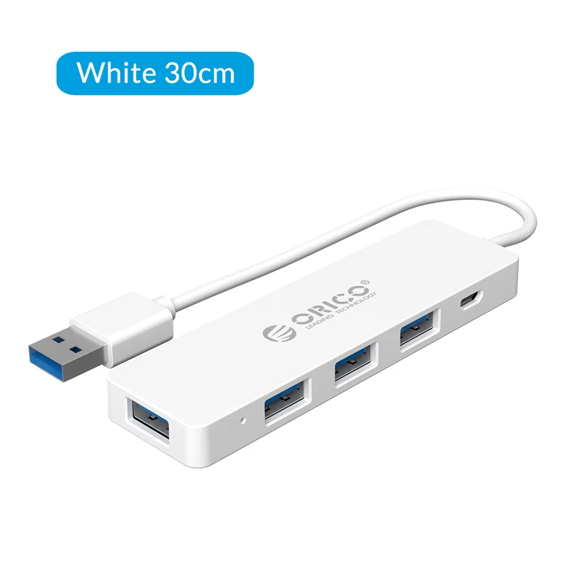 ORICO USB 3,0 концентратор с интерфейсом питания 4 порта USB разветвитель OTG адаптер Поддержка 5 Гбит/с 12 ТБ HDD для ПК компьютера ноутбука - Цвет: White 30