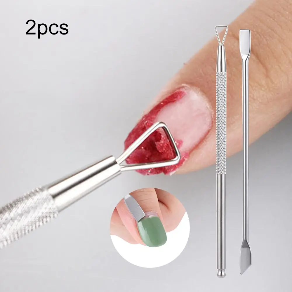 

2 PCS Hot Beauty Manicure Tool Fashion Nail Gel Cleaner Nail Polish Remover Dual-ended Cuticle Pusher Stick Rod Set