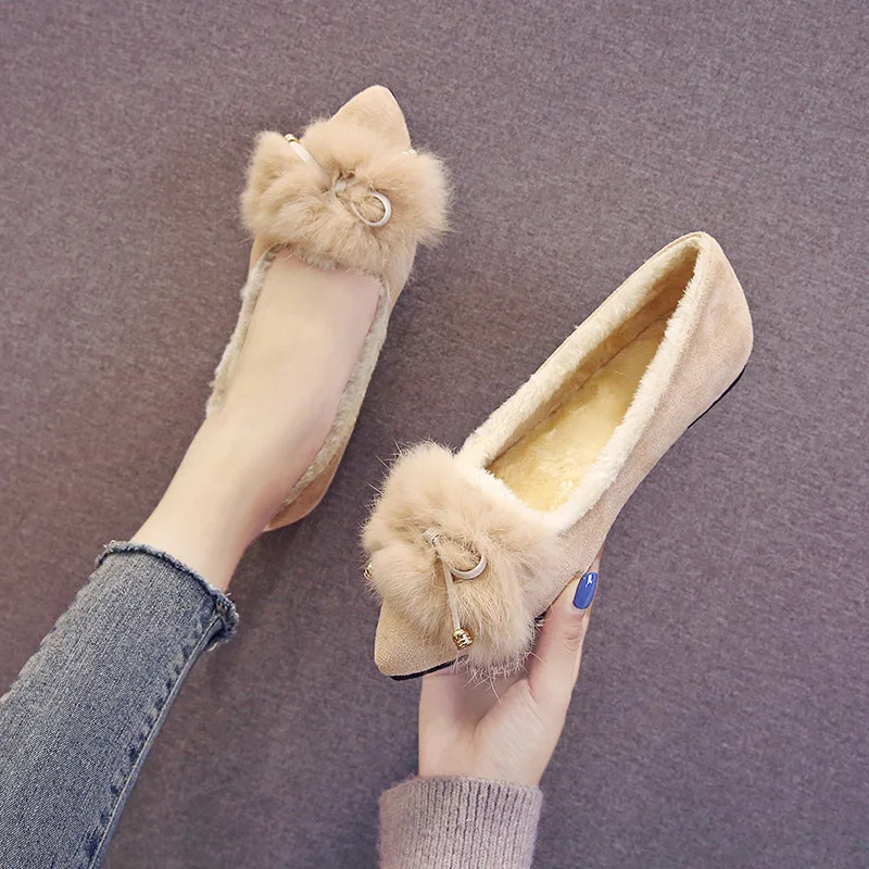

2019 plus velvet flat shoes women's shoes women's autumn and winter new winter wear women's shoes warm women's cotton J12-51
