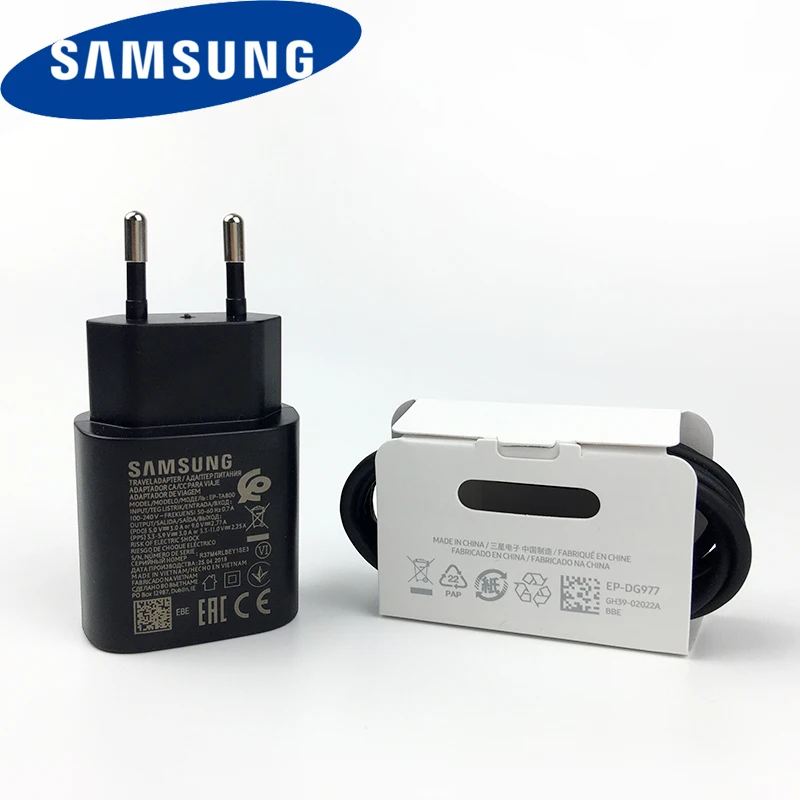 

Original Samsung Note 10 MobilePhone super fast charger 25 w EU Travel Usb PD PSS Fast Charge Adapter EP-TA800 note 10 plus s 10