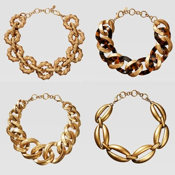 

Flatfoosie Punk Choker Necklaces For Women Vintage Metal Fashion Resin Leopard Collar Necklace Statement Jewelry Accessories