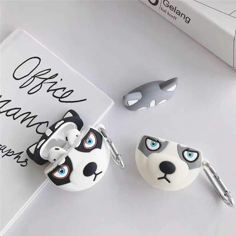 3D Мультяшные крутые очки Bulldog Alaskan Dog Husky Corgi чехол для Apple Airpods 1 2 беспроводной