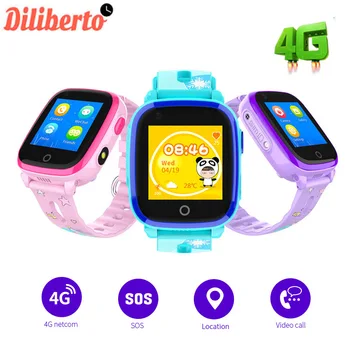 

Diliberto 4G WIFI Smart Watch DF33 GPS Children Baby Phone Smart Watch IP67 Waterproof Cute SOS Location Tracker LBS for Kids