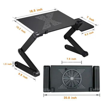 

Laptop Table Stand With Adjustable Folding Ergonomic Design Stand Notebook Desk For Ultrabook, Netbook Or Tablet With Mouse Pad