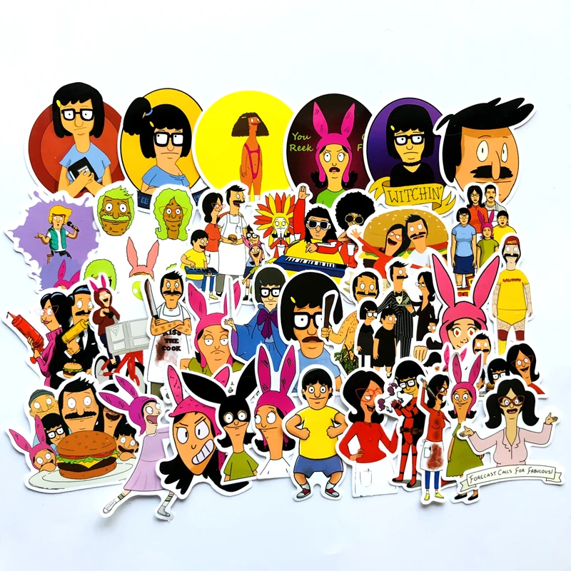 34 шт. Bob's burger мультфильм водонепроницаемый стикер для ноутбука скейтборд