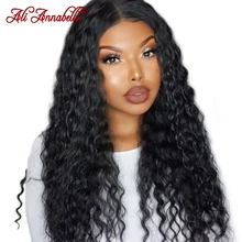 Парики из натуральных волос на кружеве, предварительно выщипанные волосы с волосами для детей 13*4, волнистые волосы с волнистым кружевом, парики для человеческих волос Ali Annabelle