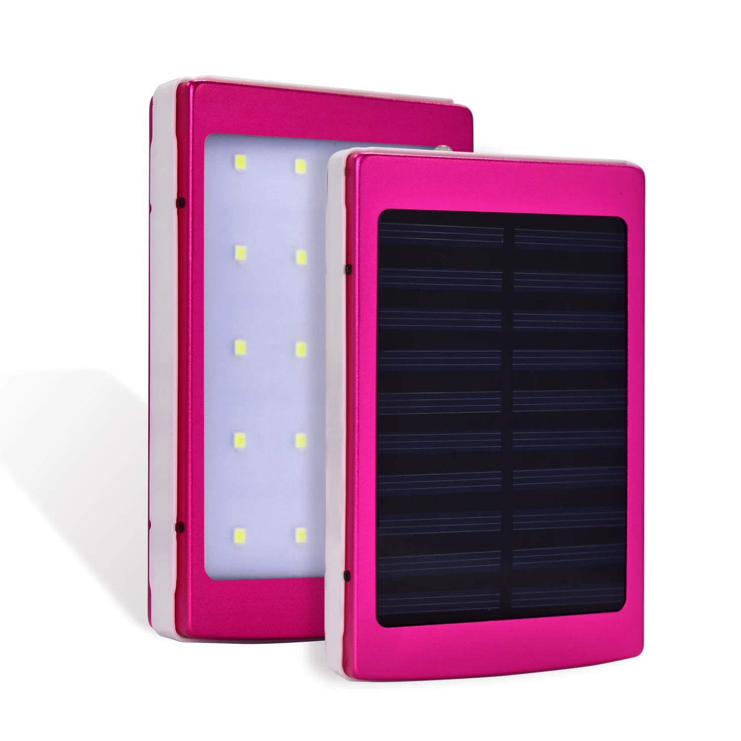Power Bank 20000mAh Солнечное зарядное устройство Внешнее зарядное устройство для аккумулятора с 20 шт. светодиодный светильник для xiaomi mi 9 iPhone xr - Цвет: Красный