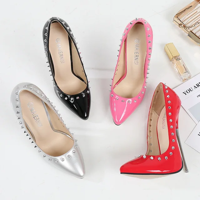 Туфли лодочки женские на очень высоком каблуке 16 см лакированная кожа