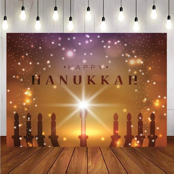 

Laeacco Happy Hanukkah Jewish New Year Party Candle Warm Decor Child Interior Photo Background Photography Backdrop Photocall