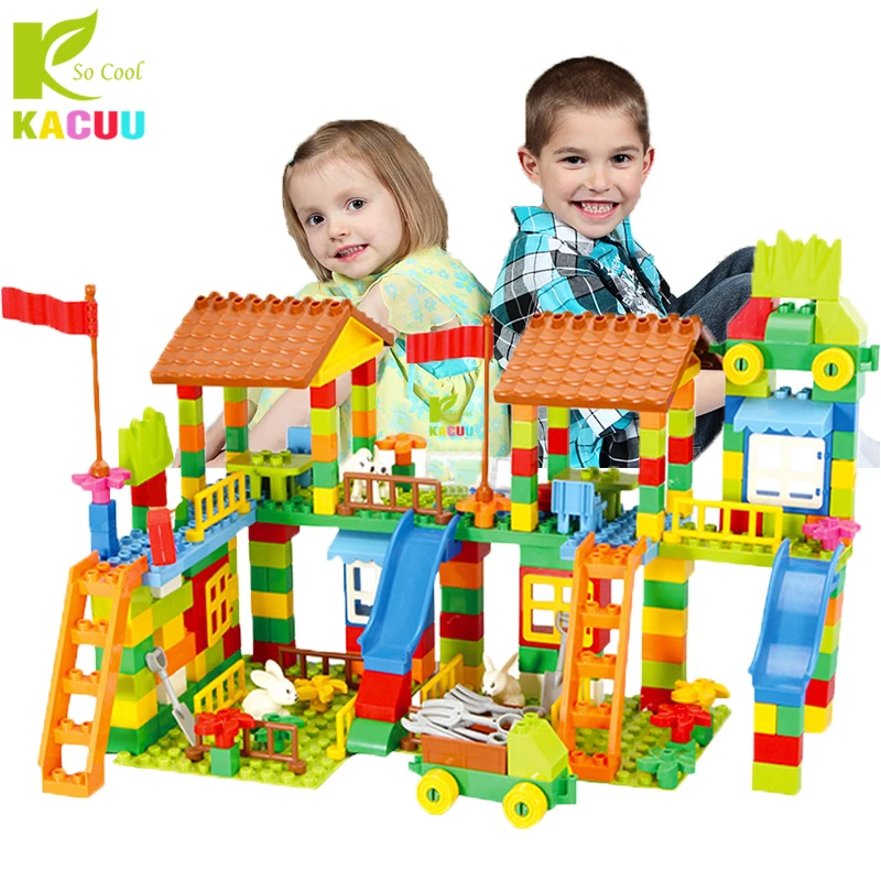 

113/226 PCS Big Size Building Blocks Compatible LegoINGlys Duploed DIY Amusement Park Bricks Educational Block Toys For Children