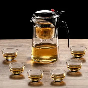 

Tea Pot Heat Resistant Glass Tea Pots Tea Infuser Chinese Kung Fu Tea Sets Kettle Coffee Glass Maker Convenient Office Tea Set
