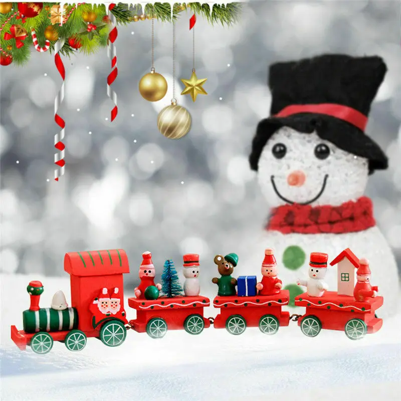 Рождественский милый деревянный вагон поезд орнамент Детский Рождественский подарок игрушка украшение дома