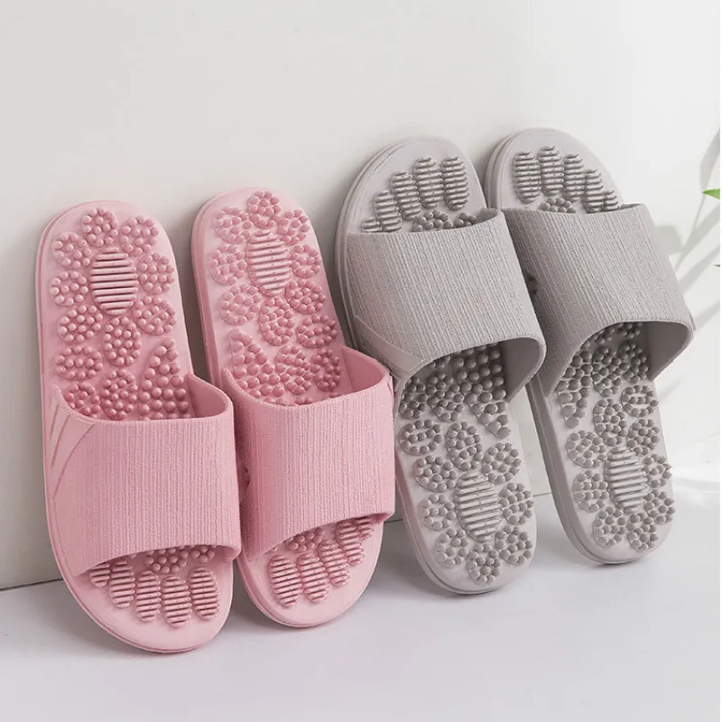 

Summer Slippers 2019 Indoor Non-slip Massage Shoes Unisex Solid Soft Bottom Couple Slippers Home Sandals Men Massage Point