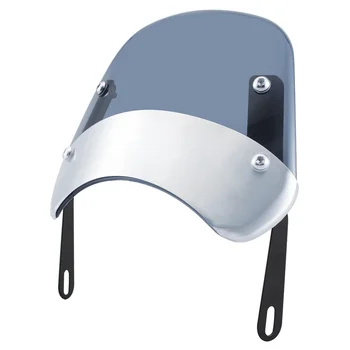 

Retro Smoke Windshield Compact Sport Wind Deflector 5- 7" Visor Chrome Nameplate Cover Trim Universal Motorcycles Accessories