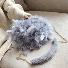 Мини-сумки с перьями для женщин, модная Милая вечерняя сумочка на цепочке, сумочка с цепочкой, мягкий белый клатч, сумка через плечо для свадебной вечеринки