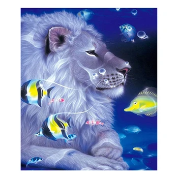 

DIY Diamond Embroidery Cross Stitch Butterfly and Lion Diamond Painting Cross Stitch Full Round Drill Decoration Gift