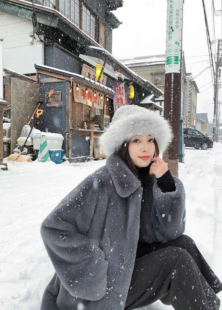 women's clothing winter outerwear coats new winter fur Girls long section of imitation fur coat Rex 1019