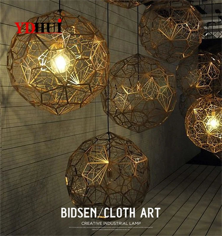 E27 Replica of Web Etch Modern Pendant Light Shadow Lamp For Living Room Study Kitchen Dining room Silver Golden Copper body