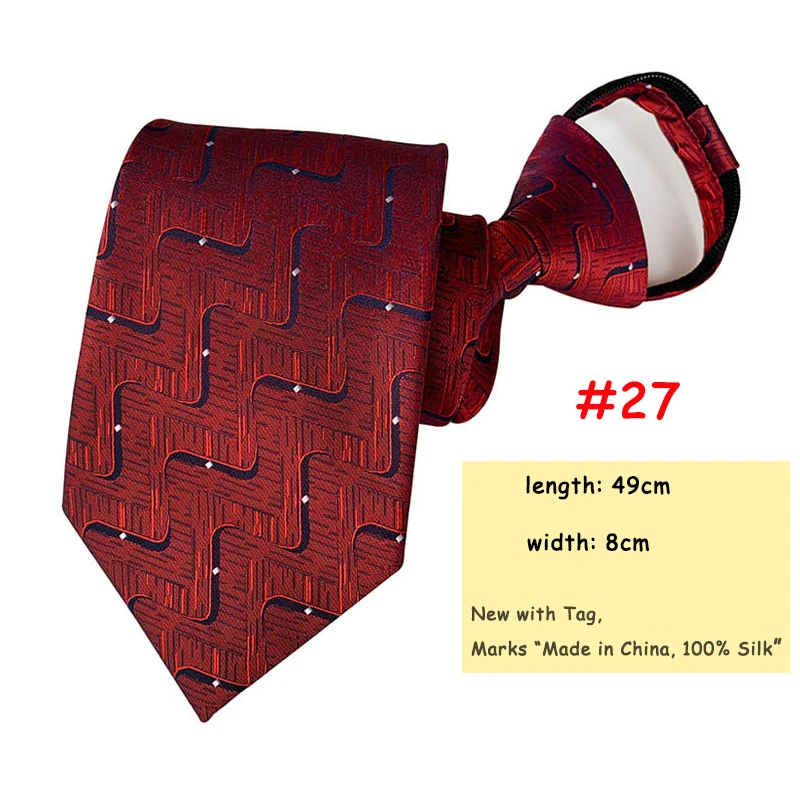 27 8CM Pre-tied Neck Ties For Men Adjustable Zipper Ties Striped Dots Paisley Men's Ties Bridegroom Party Dress Wedding Necktie - Цвет: 27