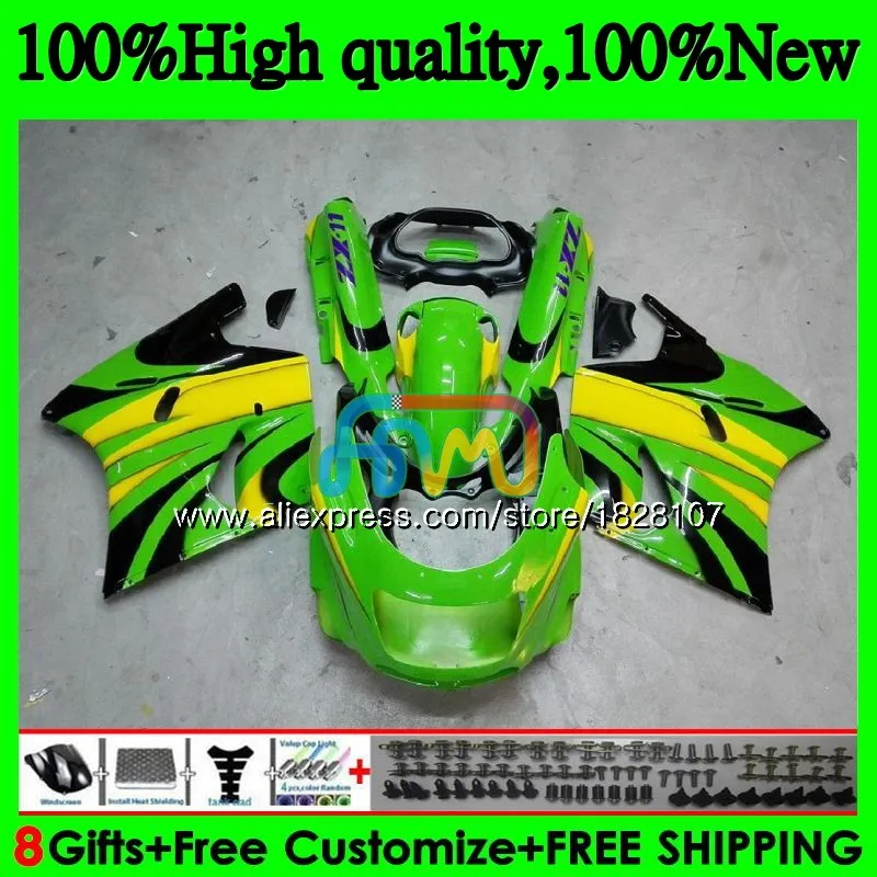 ZX-11 для KAWASAKI ZX11 ZX-11R ZZR 1100 ZX 11R 8BS. 16 ZZR1100 ZX11R 93 94 95 96 97 1993 1994 цвета: зеленый, черный 1995 1996 1997 обтекатель