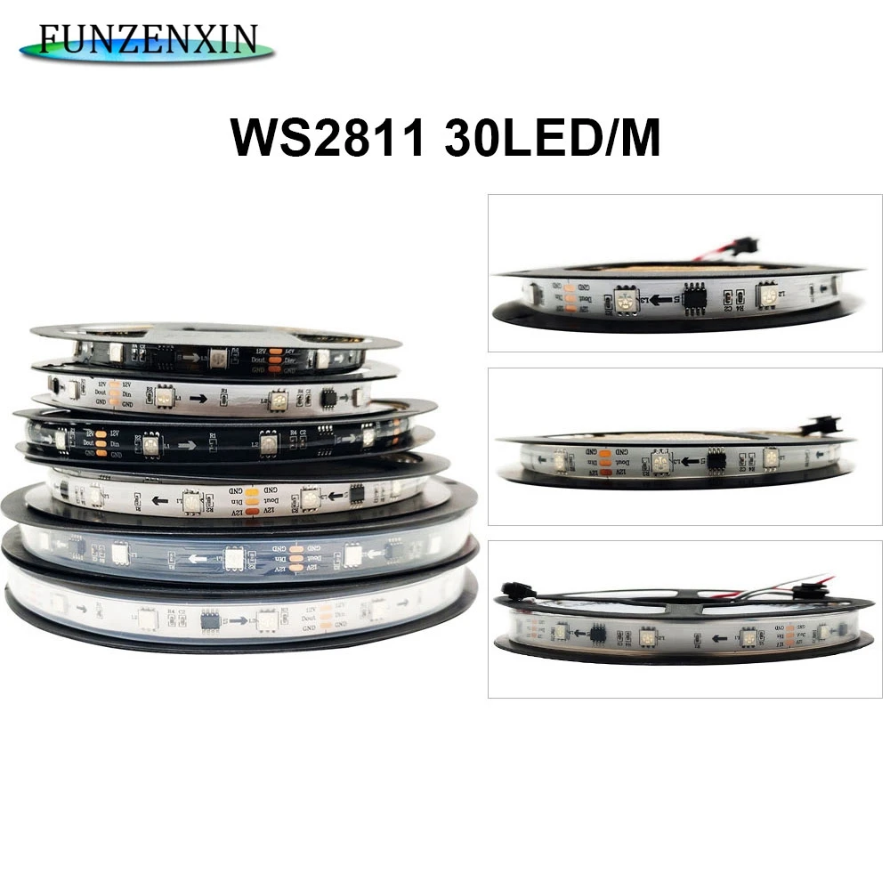 30/48/60 СВУ/m Led PixeIs WS2811 цветных (RGB) светодиодных лент 5050 SMD AddressabIe внешние 1 Ic ControI 3