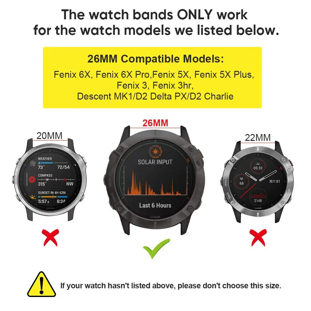 Orange Watch Band For Garmin Fenix 6x 