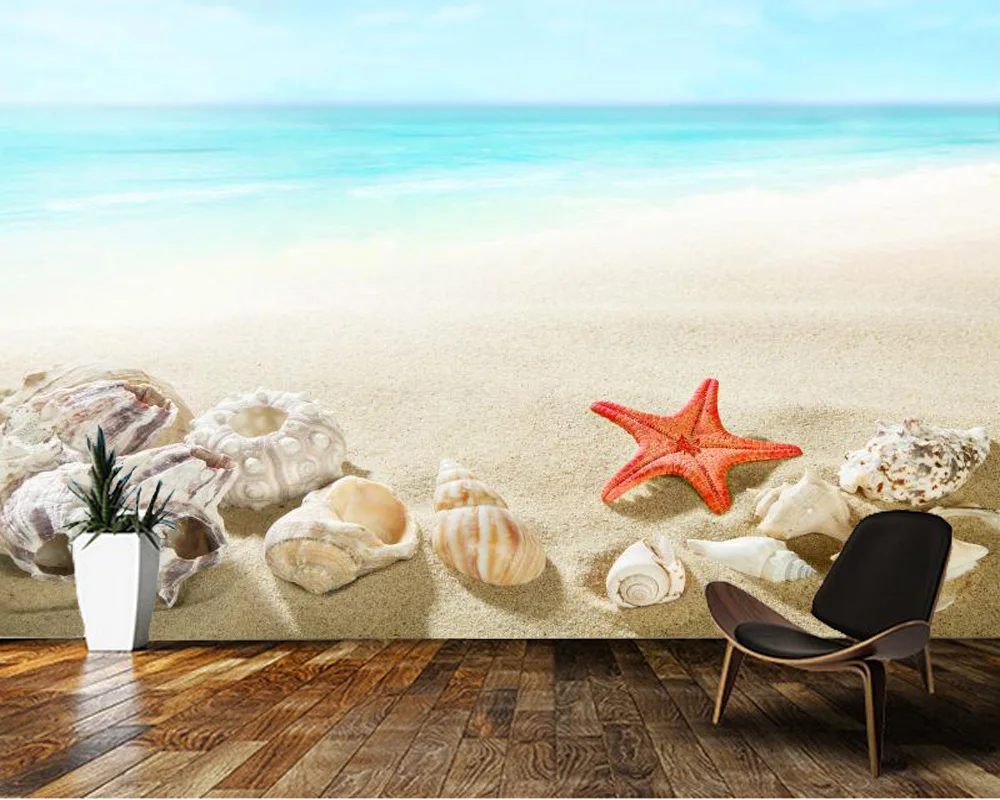 

Papel de parede Various beautiful shells on the beach 3d wallpaper,living room tv wall bedroom wall papers home decor mural