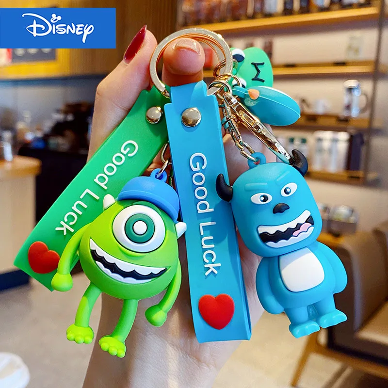 Disney Monsters Inc University Mike Wazowski KeyChain Cute Cartoon Stitch Action Figure Big Eyes