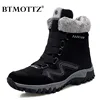 Botas de cuero para hombre y mujer, botines de nieve muy cálidas con piel, zapatos informales de trabajo, zapatillas de deporte, botines de goma de alta calidad para invierno ► Foto 1/6