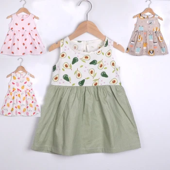 

Pure Cotton Baby Girls Sleeveless Flower Printed Dresses Clothes Kids Summer Princess Dress Children Party Princess Dress Outfit