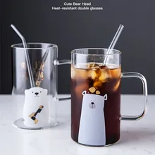 Высокая боросиликатная стеклянная Бытовая большая емкость термостойкая чашка для сока молока с милым креативным холодным напитком чашка для завтрака