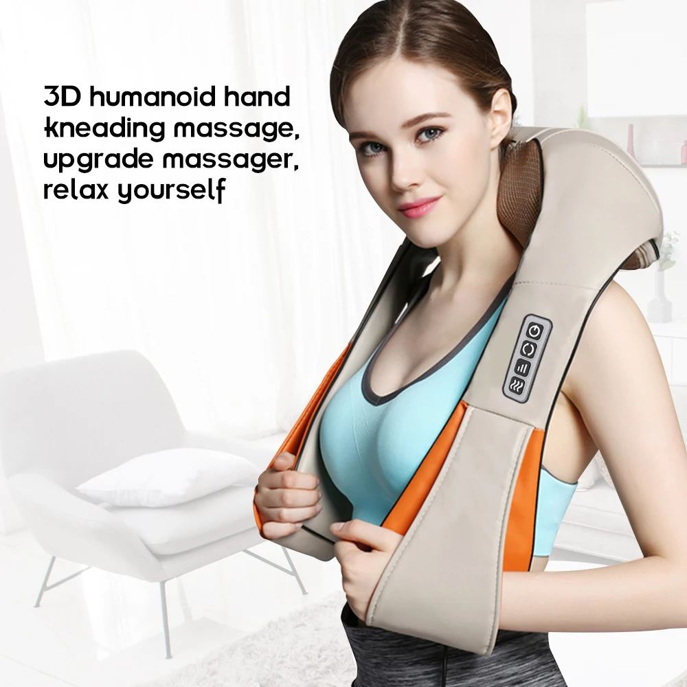 U Shape Electrical Shiatsu Massager Shawl Fast Shipping Neck Shoulder Finger Massage Infrared 4D kneading Car Home Health Care