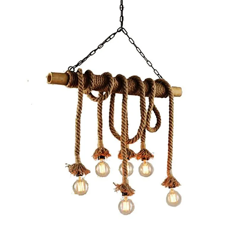 Лофт бамбуковая пеньковая веревка A ЛЮСТРА СЕТЬ кафе-бар оригинальность барная