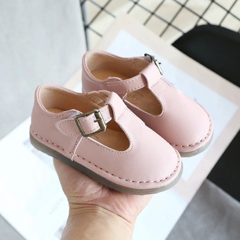 CYSINCOS Spring Children Shoes Baby Toddler Boys Girls Casual Single Leather Shoes Soft Bottom Kids Breathable Anti-slip Flats